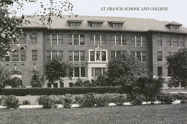 Historic image of the first Saint Francis building