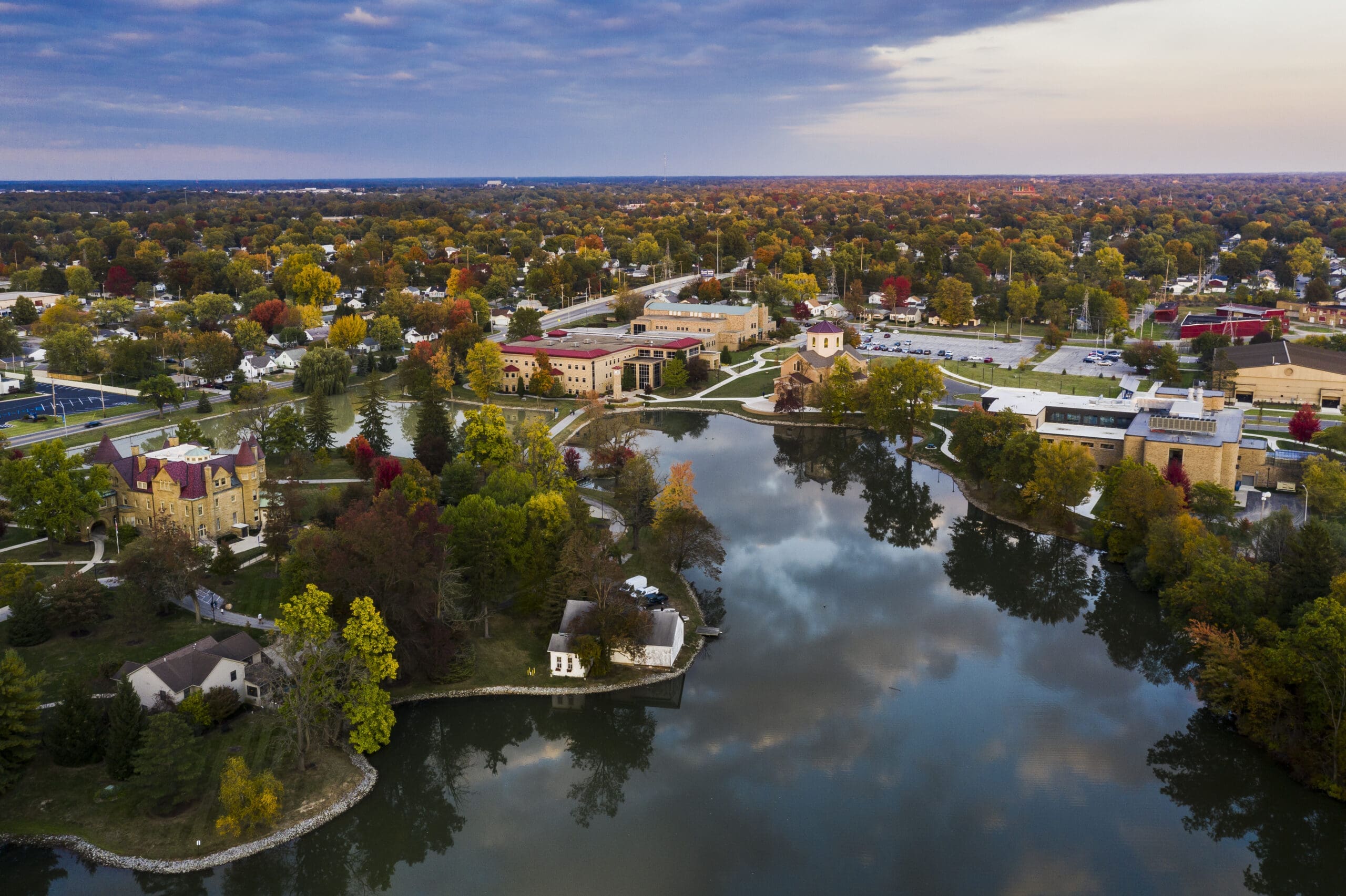 aerial shot of campus