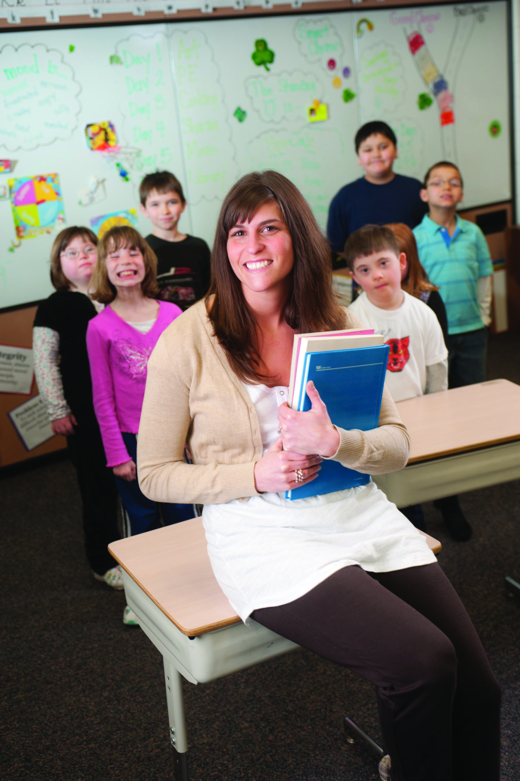 Teacher in class with children