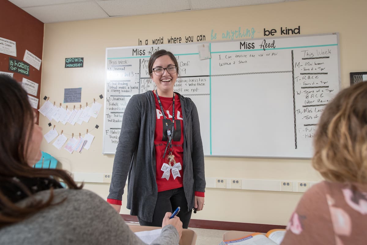 Teacher in front of class