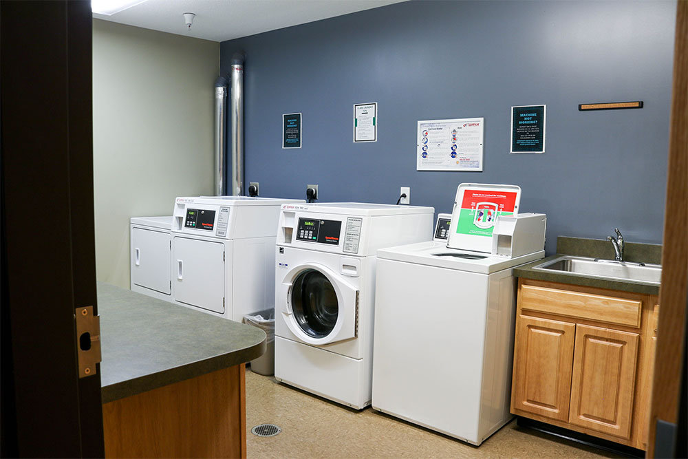Free laundry facilities are provided for residential students on campus