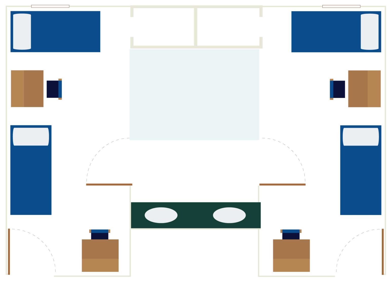 Clare Hall room blueprint showing one of many possible room configurations