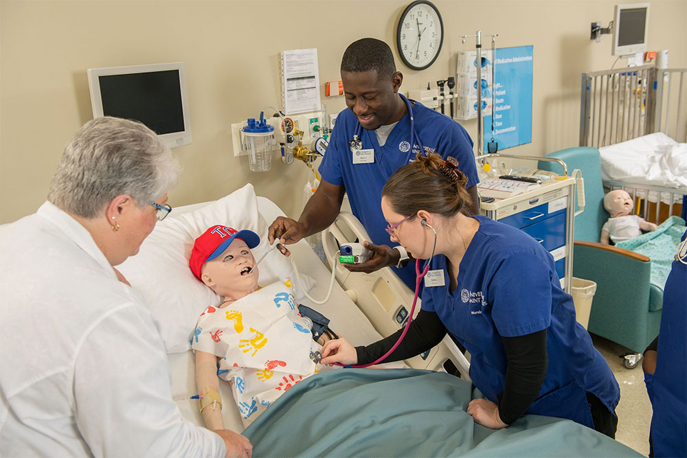 The simulation lab has 3 life-size simulators - and adult, child, and infant - that give students the opportunity to practice patient skills