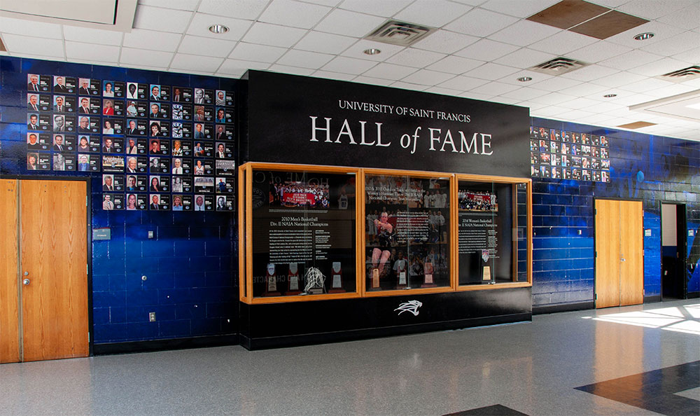 As you enter Hutzell, one will pass the Hall of Fame, featuring our outstanding athletes.