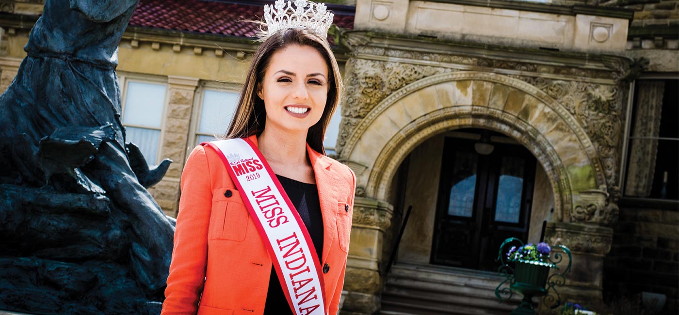 miss Indiana in front of Brookside.
