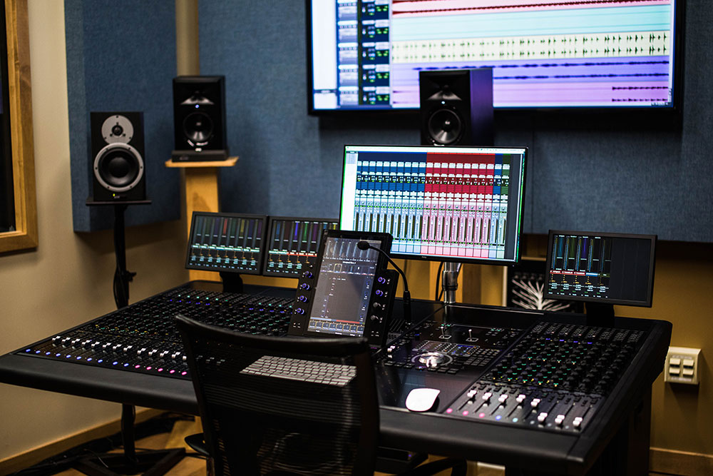 There are 12 mix and edit suites for students to work on group and individual projects
