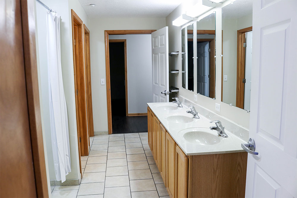 Multiple shower stalls are available in each apartment