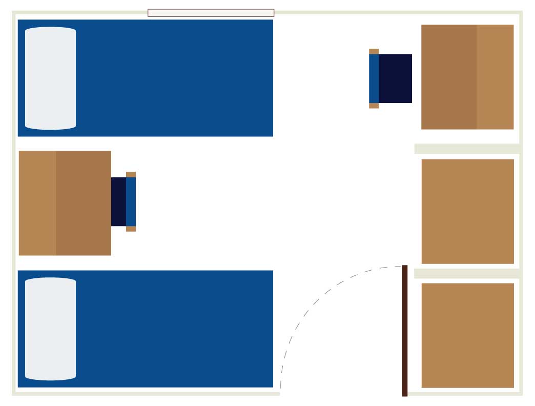 Trinity and Bonzel Hall room blueprint showing one of many possible room configurations